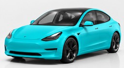 Tesla Model 3 with full vehicle paint protection film highlighted in turquoise